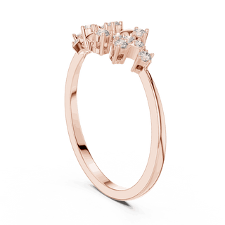 10K Rose Gold Diamond Ring featuring Floral Vine style with Polished finish for women - Perfect Gift for Her - Angled View
