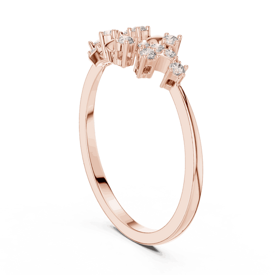 10K Rose Gold Diamond Ring featuring Floral Vine style with Polished finish for women - Perfect Gift for Her - Angled View