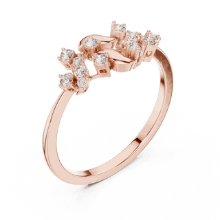 10K Rose Gold Diamond Ring featuring Floral Vine style with Polished finish for women - Perfect Gift for Her - Angled View 2