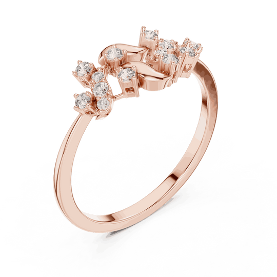 10K Rose Gold Diamond Ring featuring Floral Vine style with Polished finish for women - Perfect Gift for Her - Angled View 2