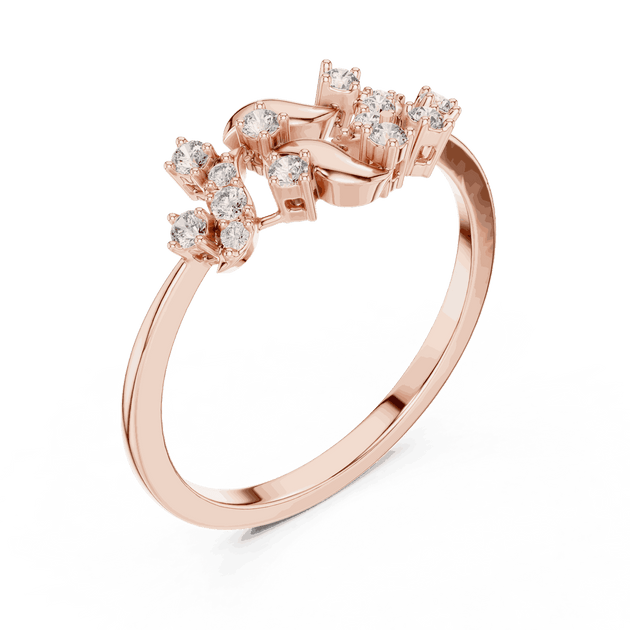 10K Rose Gold Diamond Ring featuring Floral Vine style with Polished finish for women - Perfect Gift for Her - Angled View 2