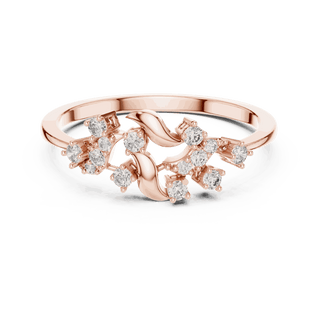 10K Rose Gold Diamond Ring featuring Floral Vine style with Polished finish for women - Perfect Gift for Her - Front View