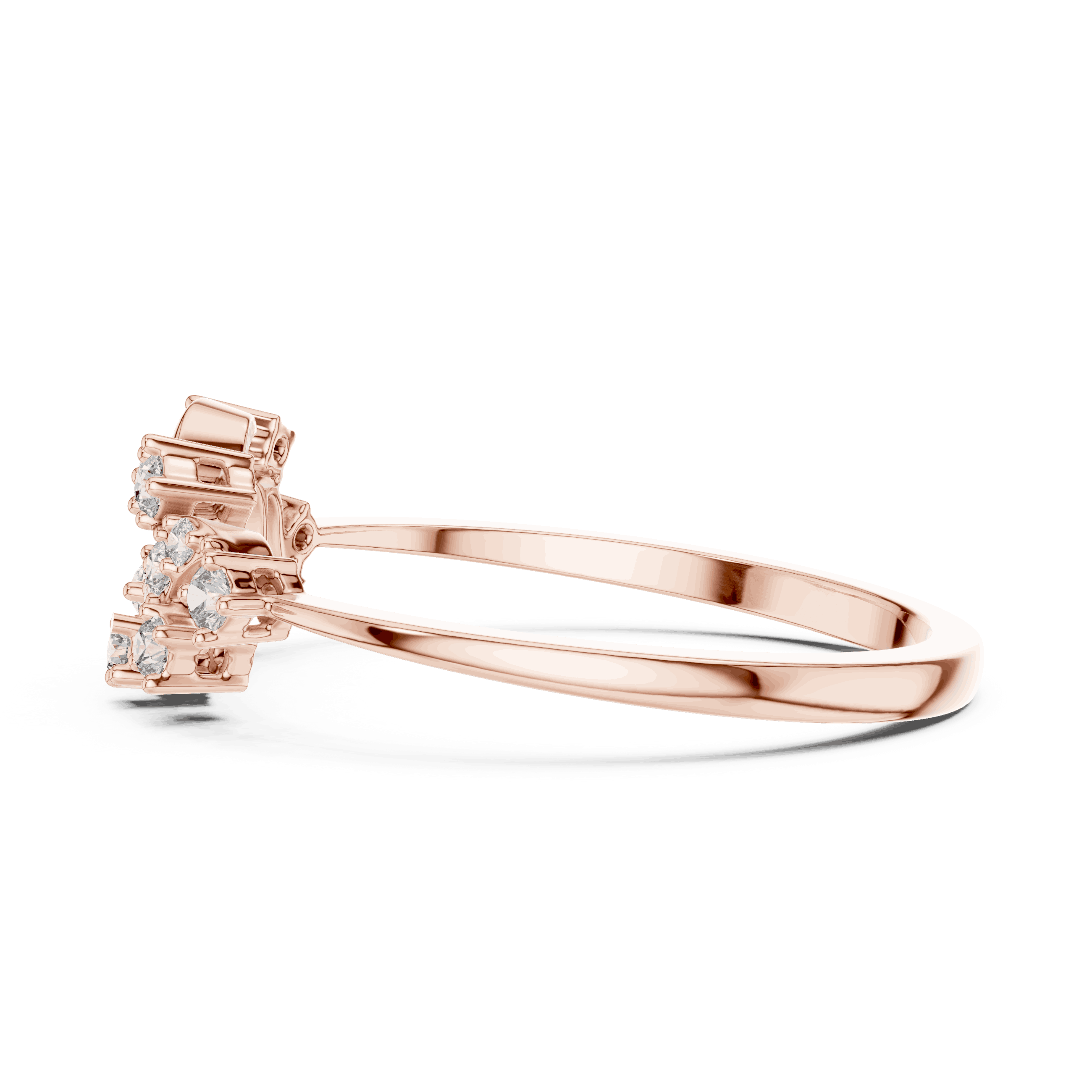 10K Rose Gold Diamond Ring featuring Floral Vine style with Polished finish for women - Perfect Gift for Her - Side View