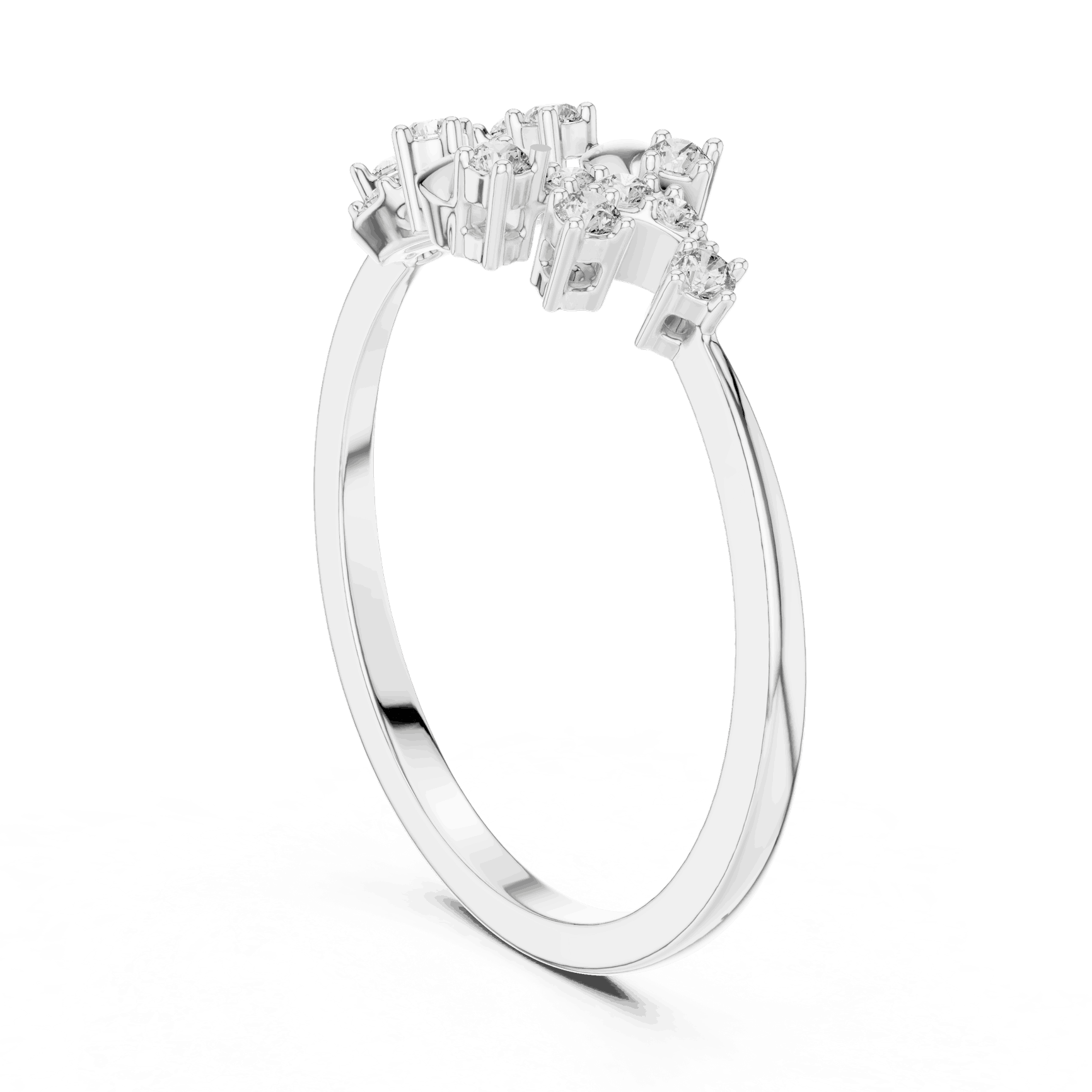 14K White Gold Diamond Ring featuring Floral Vine style with Polished finish for women - Perfect Gift for Her - Angled View