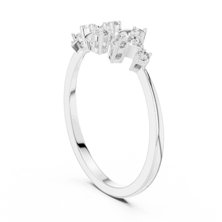 14K White Gold Diamond Ring featuring Floral Vine style with Polished finish for women - Perfect Gift for Her - Angled View