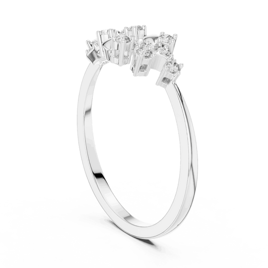 14K White Gold Diamond Ring featuring Floral Vine style with Polished finish for women - Perfect Gift for Her - Angled View