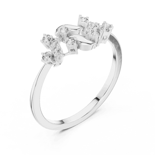 14K White Gold Diamond Ring featuring Floral Vine style with Polished finish for women - Perfect Gift for Her - Angled View 2