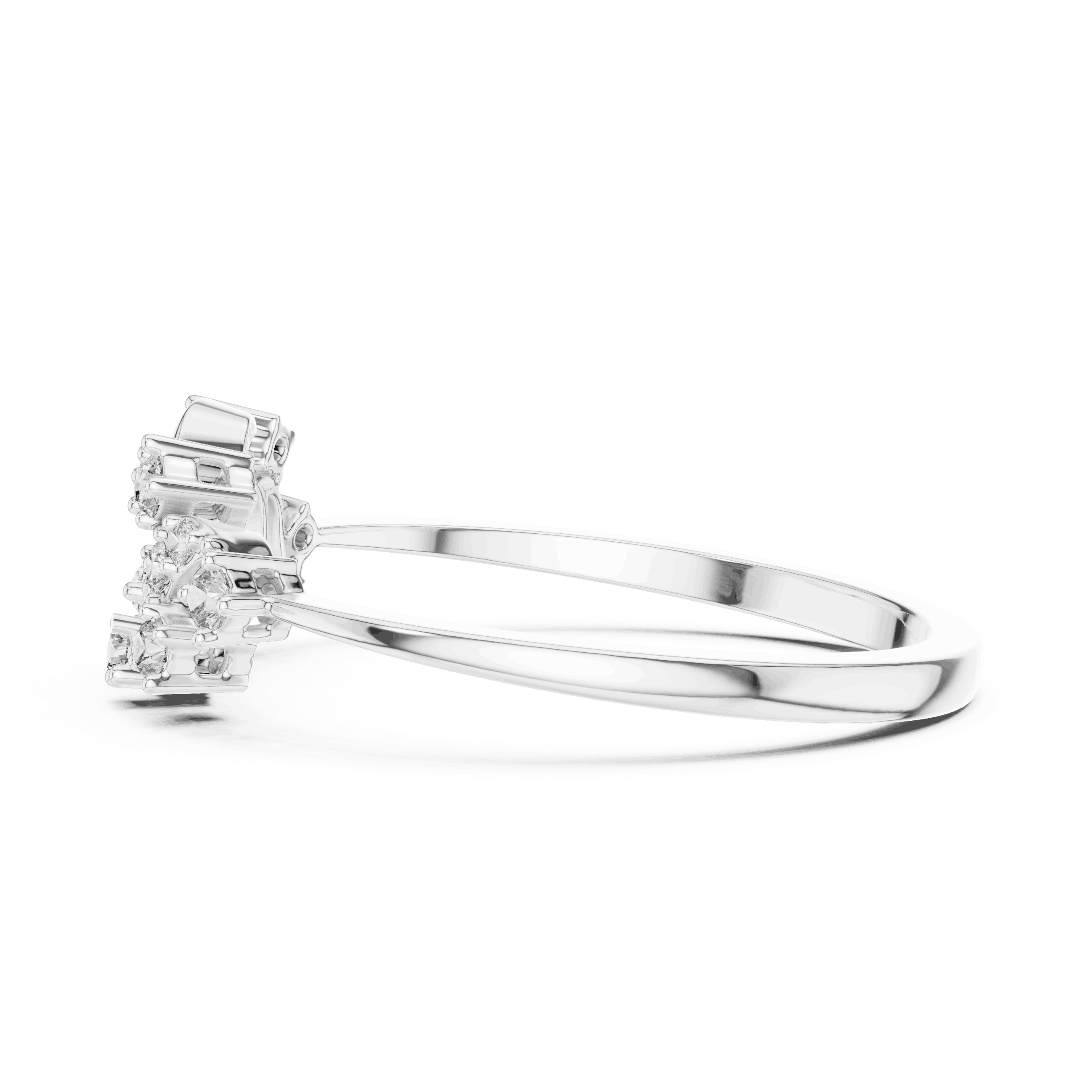 14K White Gold Diamond Ring featuring Floral Vine style with Polished finish for women - Perfect Gift for Her - Side View