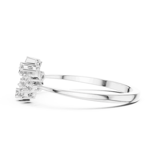 14K White Gold Diamond Ring featuring Floral Vine style with Polished finish for women - Perfect Gift for Her - Side View