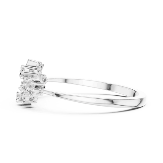 14K White Gold Diamond Ring featuring Floral Vine style with Polished finish for women - Perfect Gift for Her - Side View