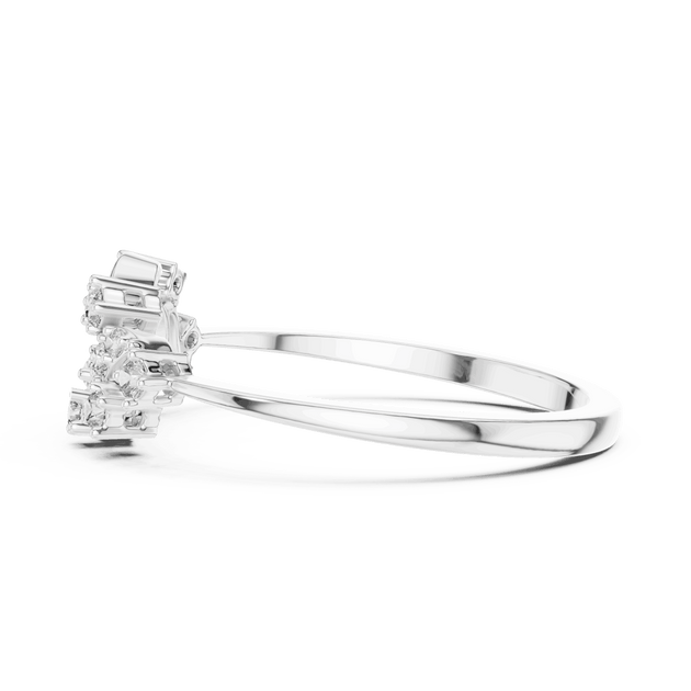 14K White Gold Diamond Ring featuring Floral Vine style with Polished finish for women - Perfect Gift for Her - Side View