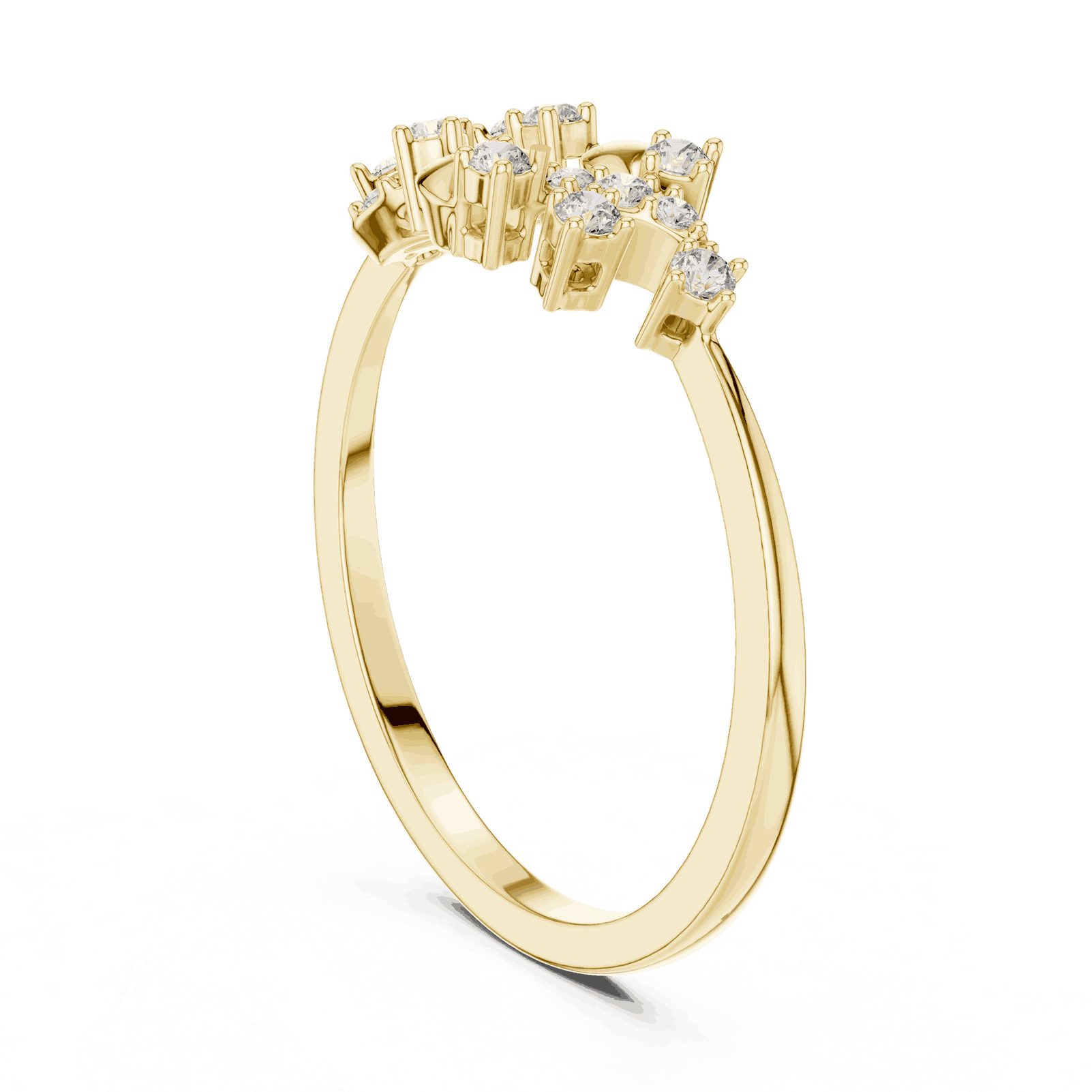 18K Yellow Gold Diamond Ring featuring Floral Vine style with Polished finish for women - Perfect Gift for Her - Angled View