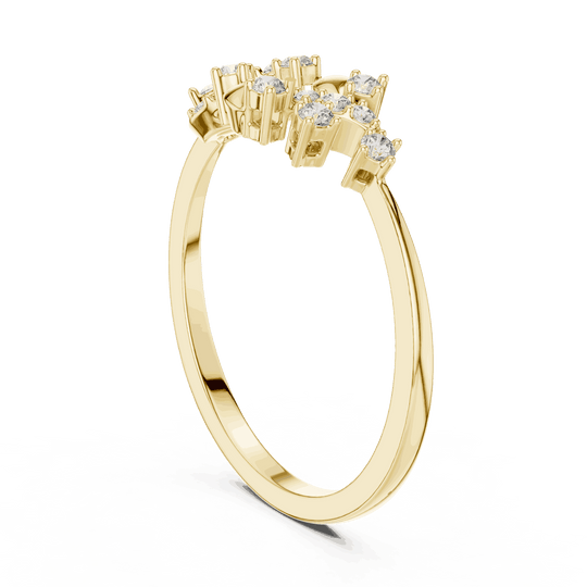 18K Yellow Gold Diamond Ring featuring Floral Vine style with Polished finish for women - Perfect Gift for Her - Angled View