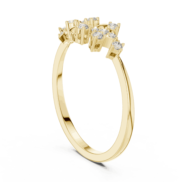 18K Yellow Gold Diamond Ring featuring Floral Vine style with Polished finish for women - Perfect Gift for Her - Angled View
