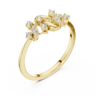 18K Yellow Gold Diamond Ring featuring Floral Vine style with Polished finish for women - Perfect Gift for Her - Angled View 2