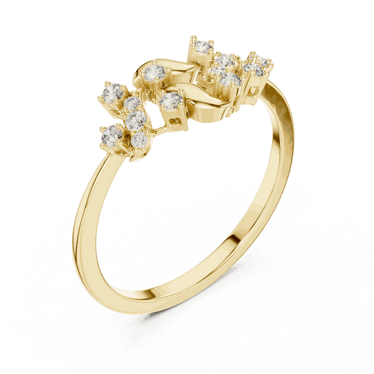 18K Yellow Gold Diamond Ring featuring Floral Vine style with Polished finish for women - Perfect Gift for Her - Angled View 2