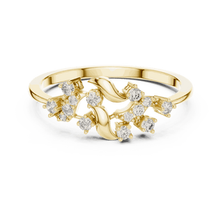 18K Yellow Gold Diamond Ring featuring Floral Vine style with Polished finish for women - Perfect Gift for Her - Front View