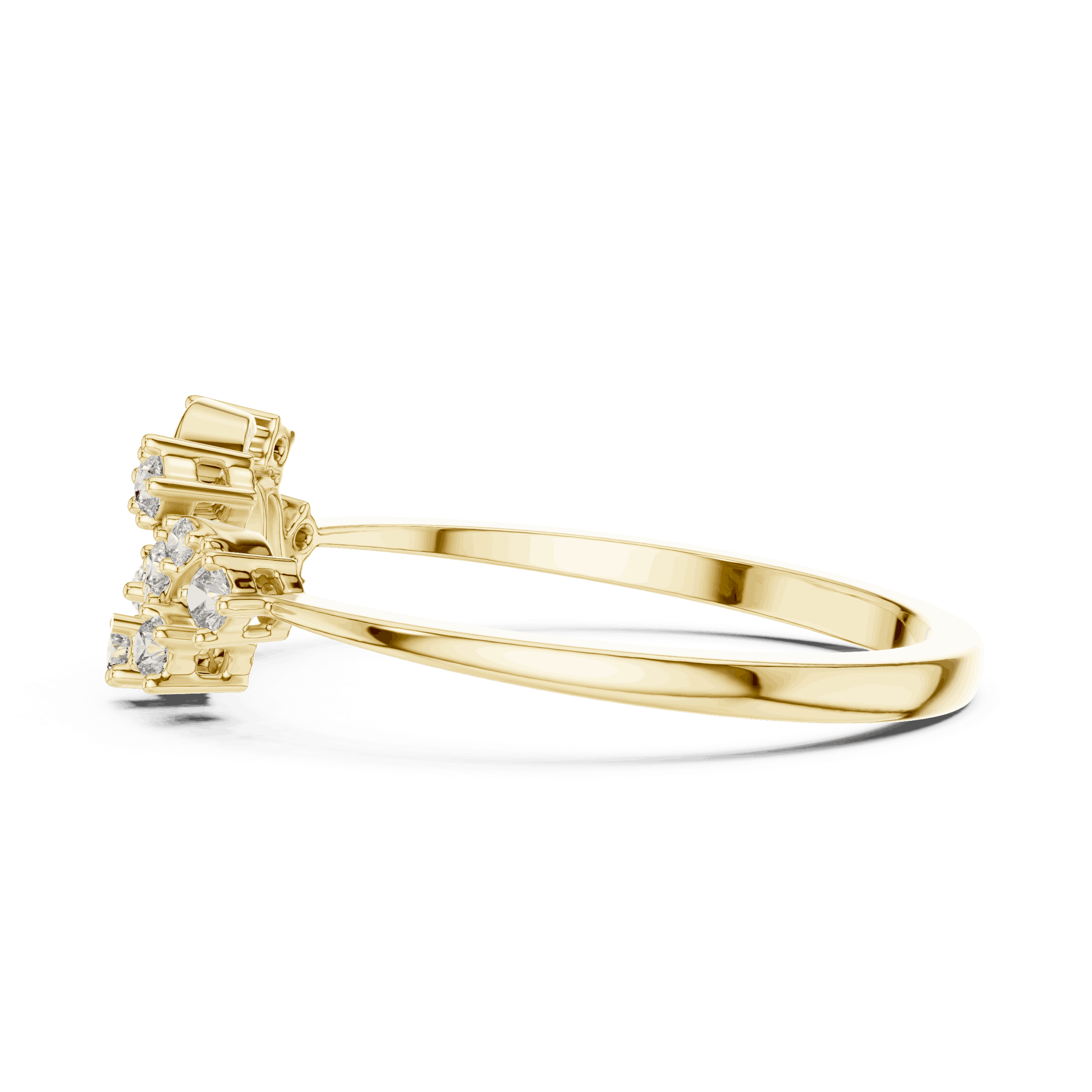 18K Yellow Gold Diamond Ring featuring Floral Vine style with Polished finish for women - Perfect Gift for Her - Side View
