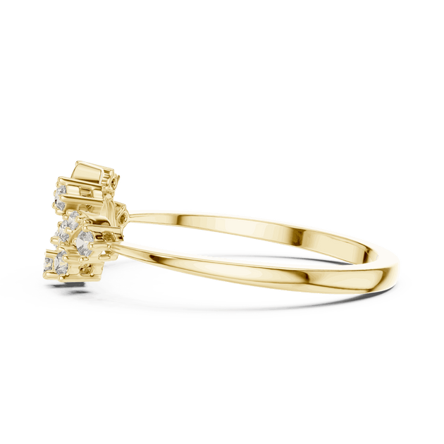 18K Yellow Gold Diamond Ring featuring Floral Vine style with Polished finish for women - Perfect Gift for Her - Side View