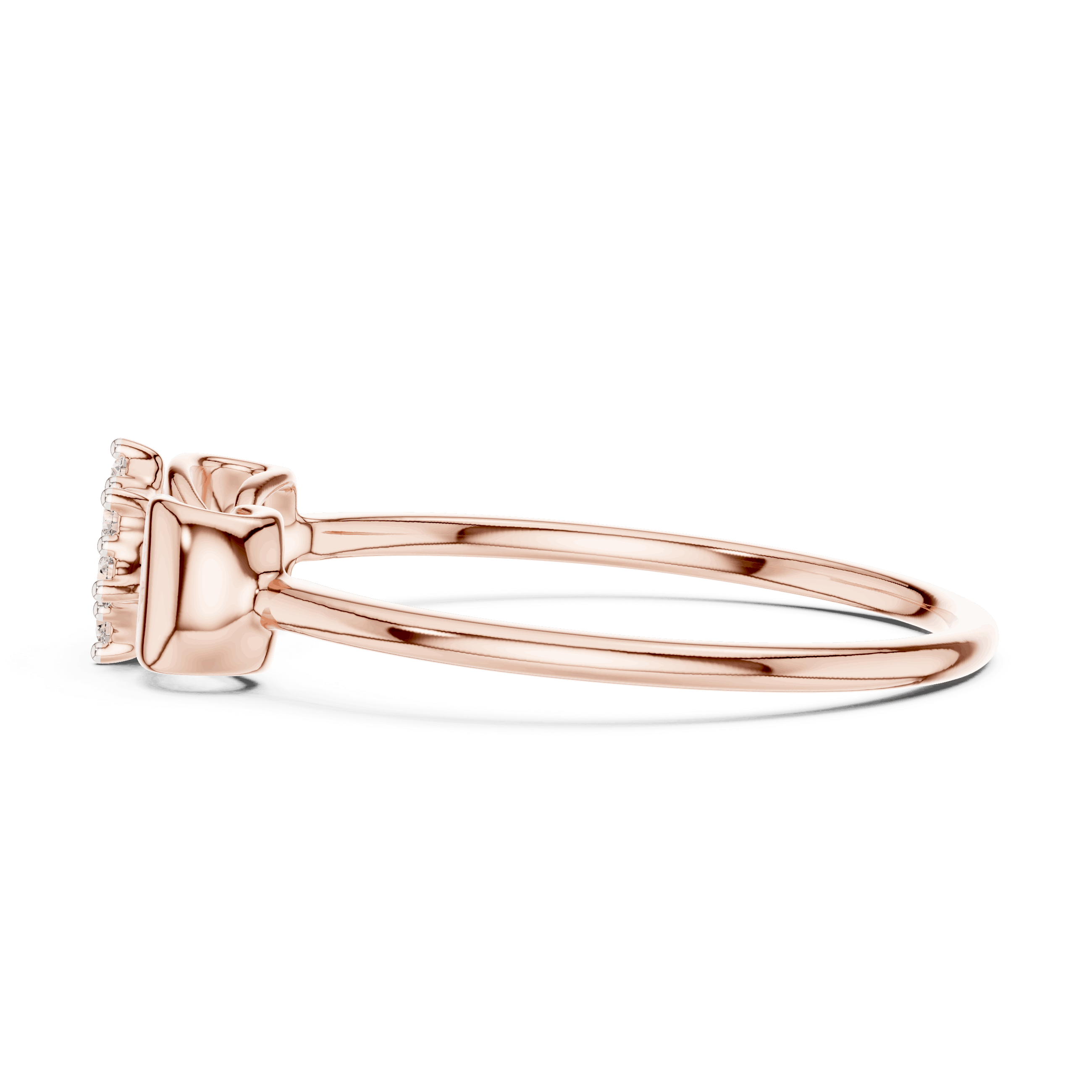 14K Rose Gold Diamond Ring featuring Flower Cluster Bow Knot style with Polished finish for women - Perfect Gift for Her - Angled View 2