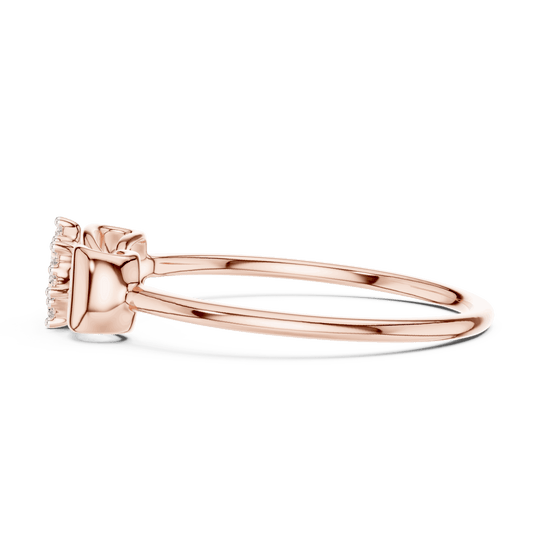 14K Rose Gold Diamond Ring featuring Flower Cluster Bow Knot style with Polished finish for women - Perfect Gift for Her - Angled View 2