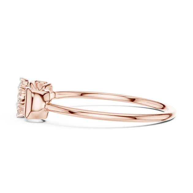 14K Rose Gold Diamond Ring featuring Flower Cluster Bow Knot style with Polished finish for women - Perfect Gift for Her - Angled View 2