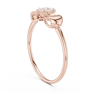 14K Rose Gold Diamond Ring featuring Flower Cluster Bow Knot style with Polished finish for women - Perfect Gift for Her - Side View