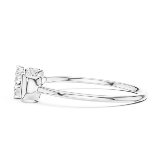 14K White Gold Diamond Ring featuring Flower Cluster Bow Knot style with Polished finish for women - Perfect Gift for Her - Angled View 2