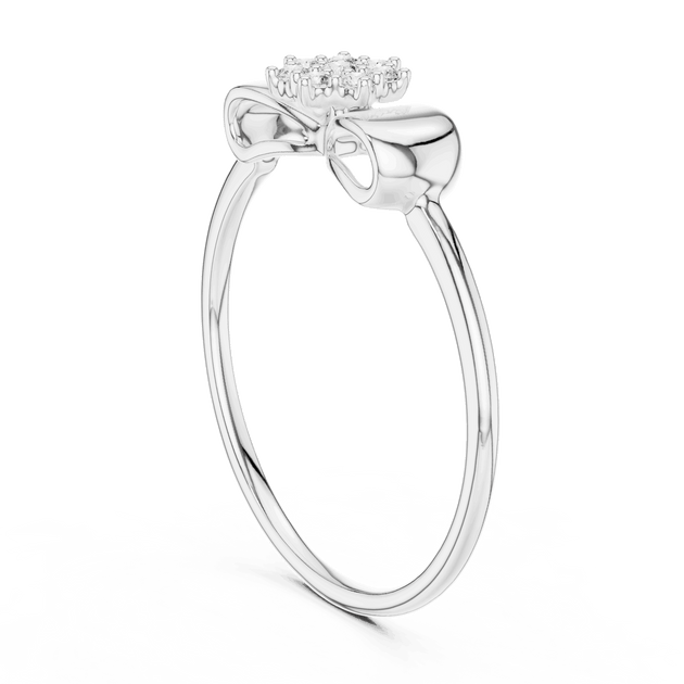 14K White Gold Diamond Ring featuring Flower Cluster Bow Knot style with Polished finish for women - Perfect Gift for Her - Side View