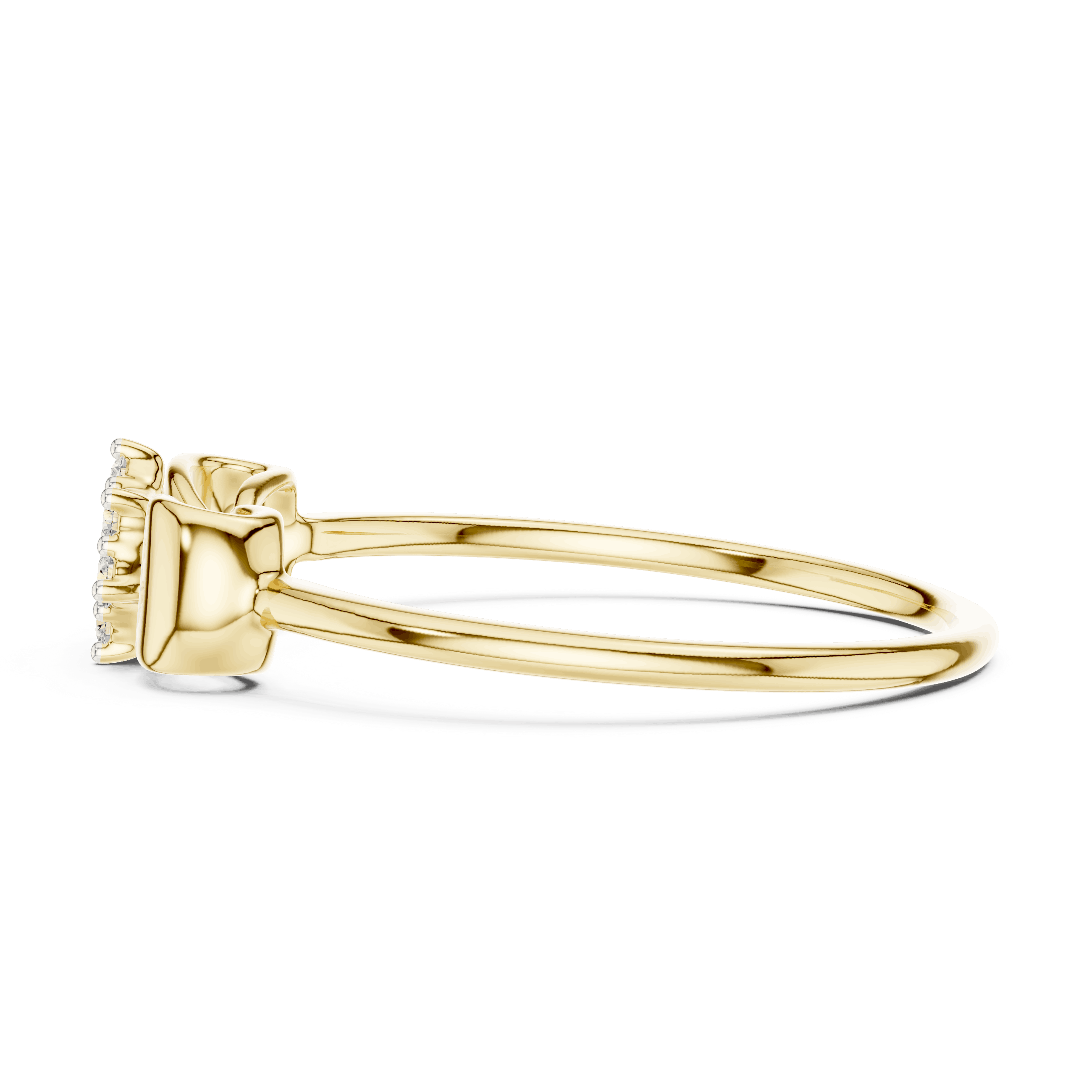 14K Yellow Gold Diamond Ring featuring Flower Cluster Bow Knot style with Polished finish for women - Perfect Gift for Her - Angled View 2