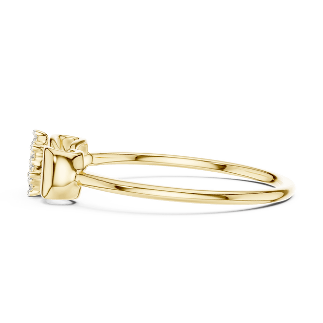 14K Yellow Gold Diamond Ring featuring Flower Cluster Bow Knot style with Polished finish for women - Perfect Gift for Her - Angled View 2