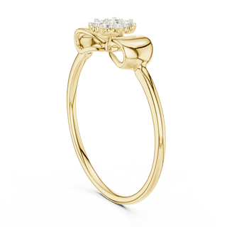 14K Yellow Gold Diamond Ring featuring Flower Cluster Bow Knot style with Polished finish for women - Perfect Gift for Her - Side View