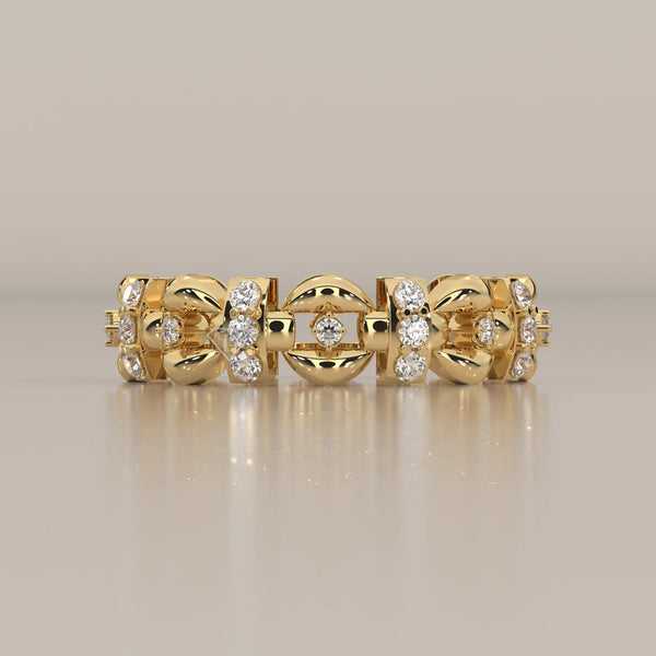 Side Profile: Round Diamond Eternity Ring with Eternity Setting in Yellow Gold – Lab Grown – Driona Jewels