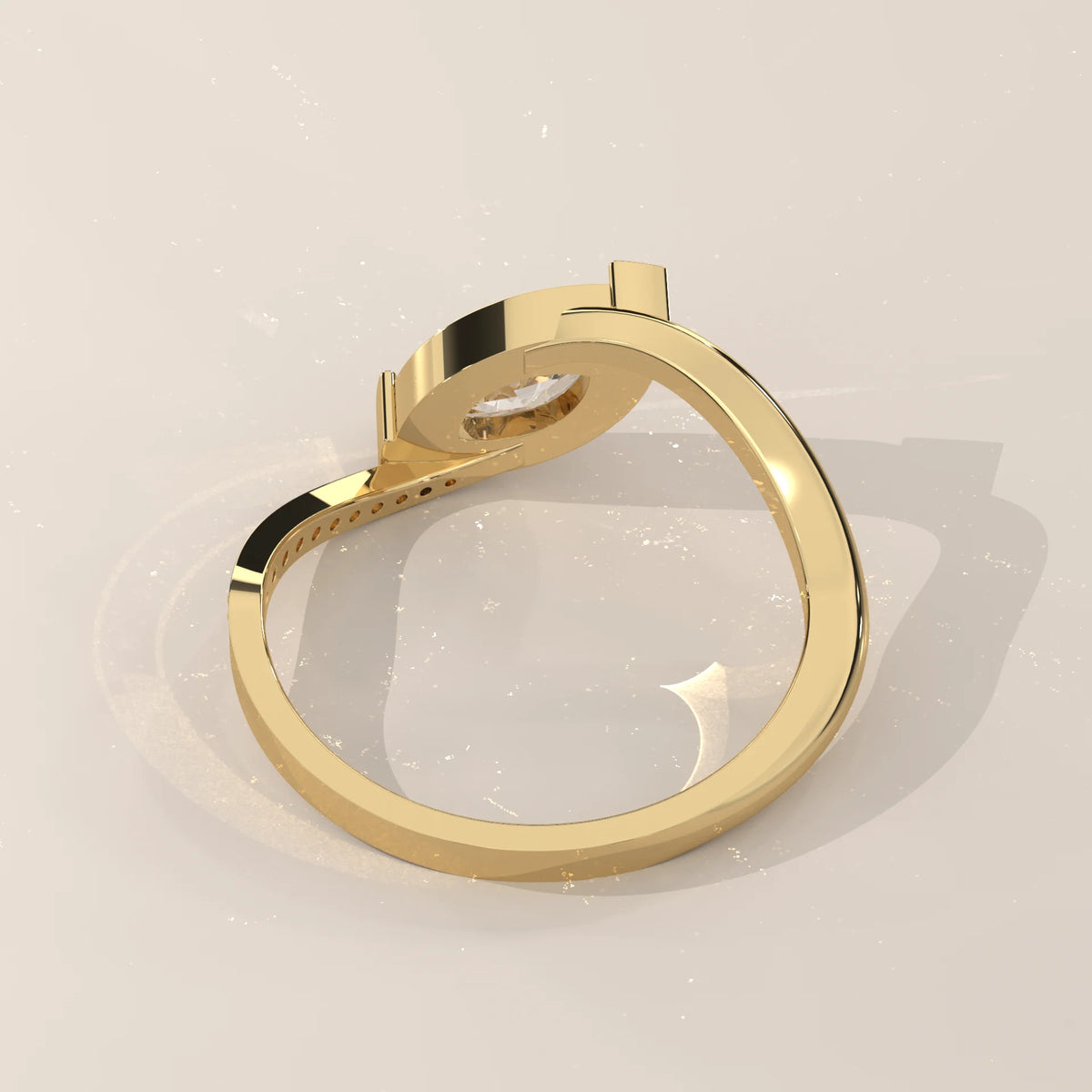 Marquise Lab Grown Diamond East West Half Bezel Bypass Ring in yellow gold, shown on a plain background.