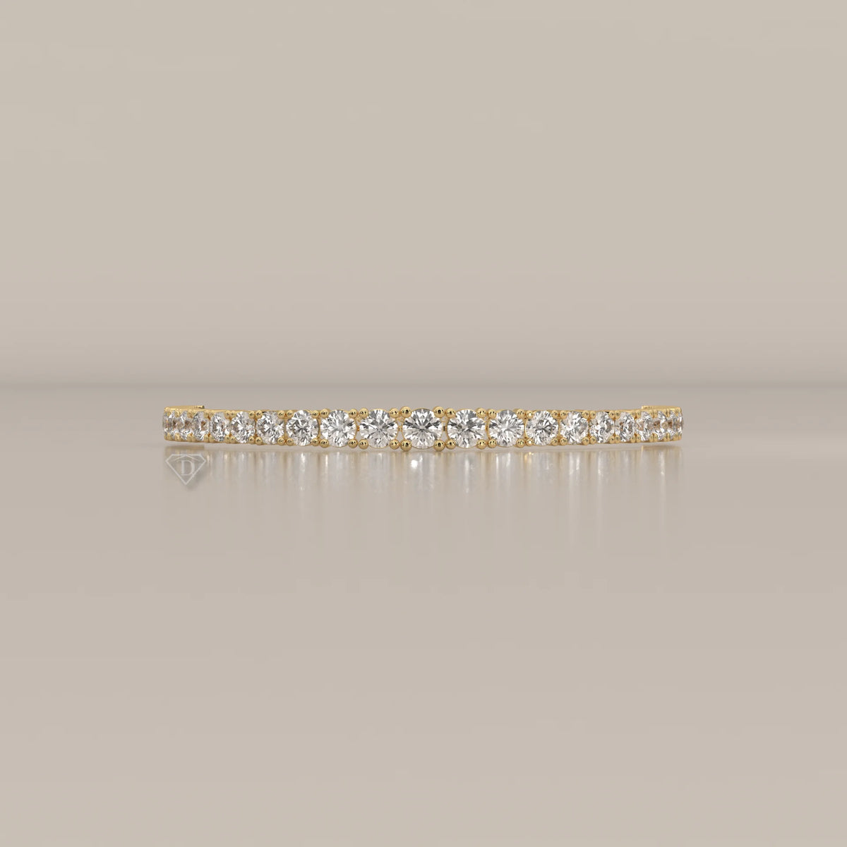Graduated Round Lab Grown Diamond Half Tennis Chain Bracelet in yellow gold, shown on a plain background.