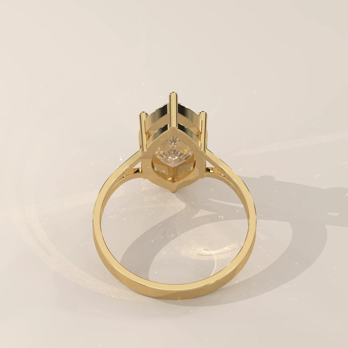 Hage 5 Carat Marquise Lab Grown Diamond Solitaire, Split Shank in yellow gold, shown on a plain background.