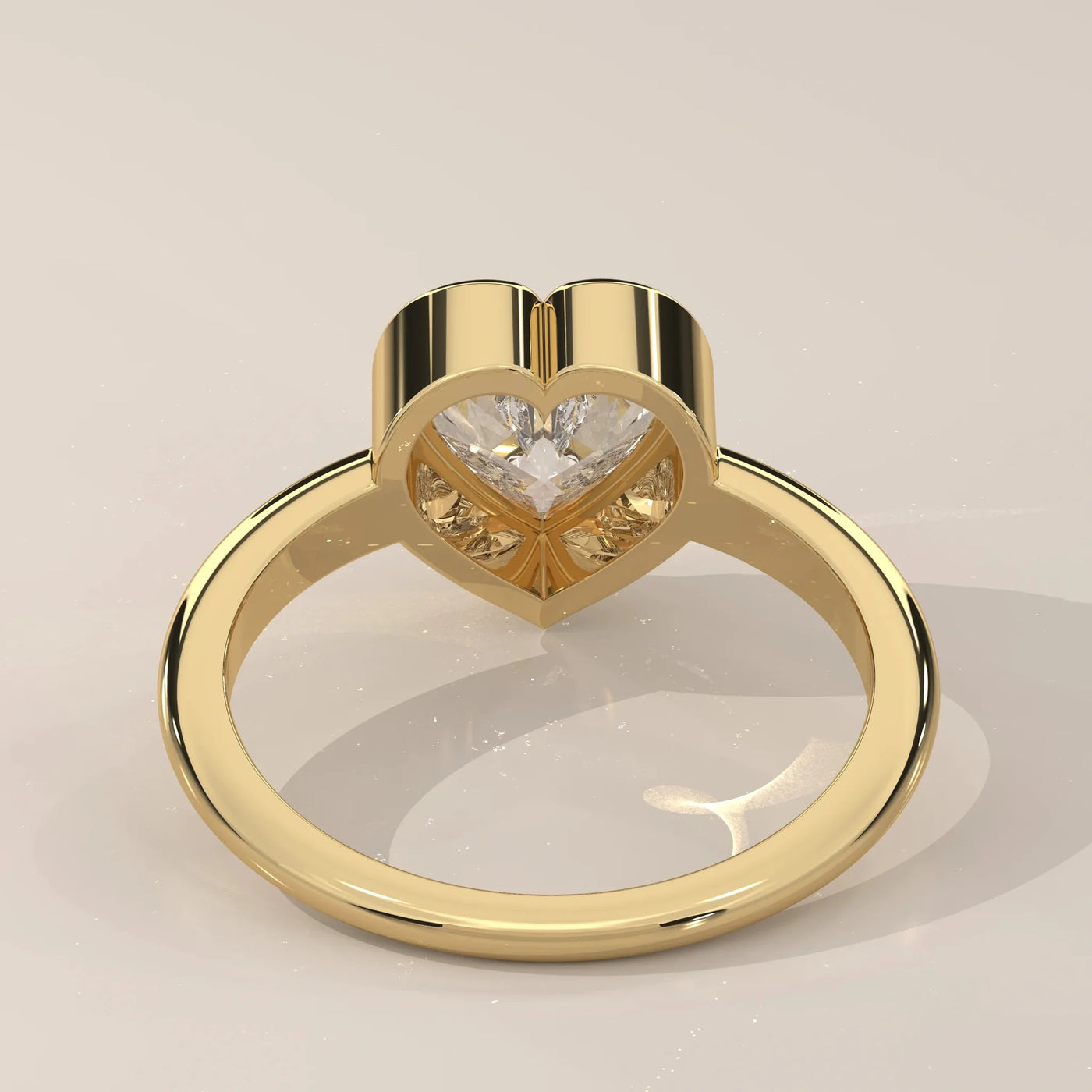 Side Profile: Heart Diamond Ring with Bezel Setting in Yellow Gold – Lab Grown – Driona Jewels