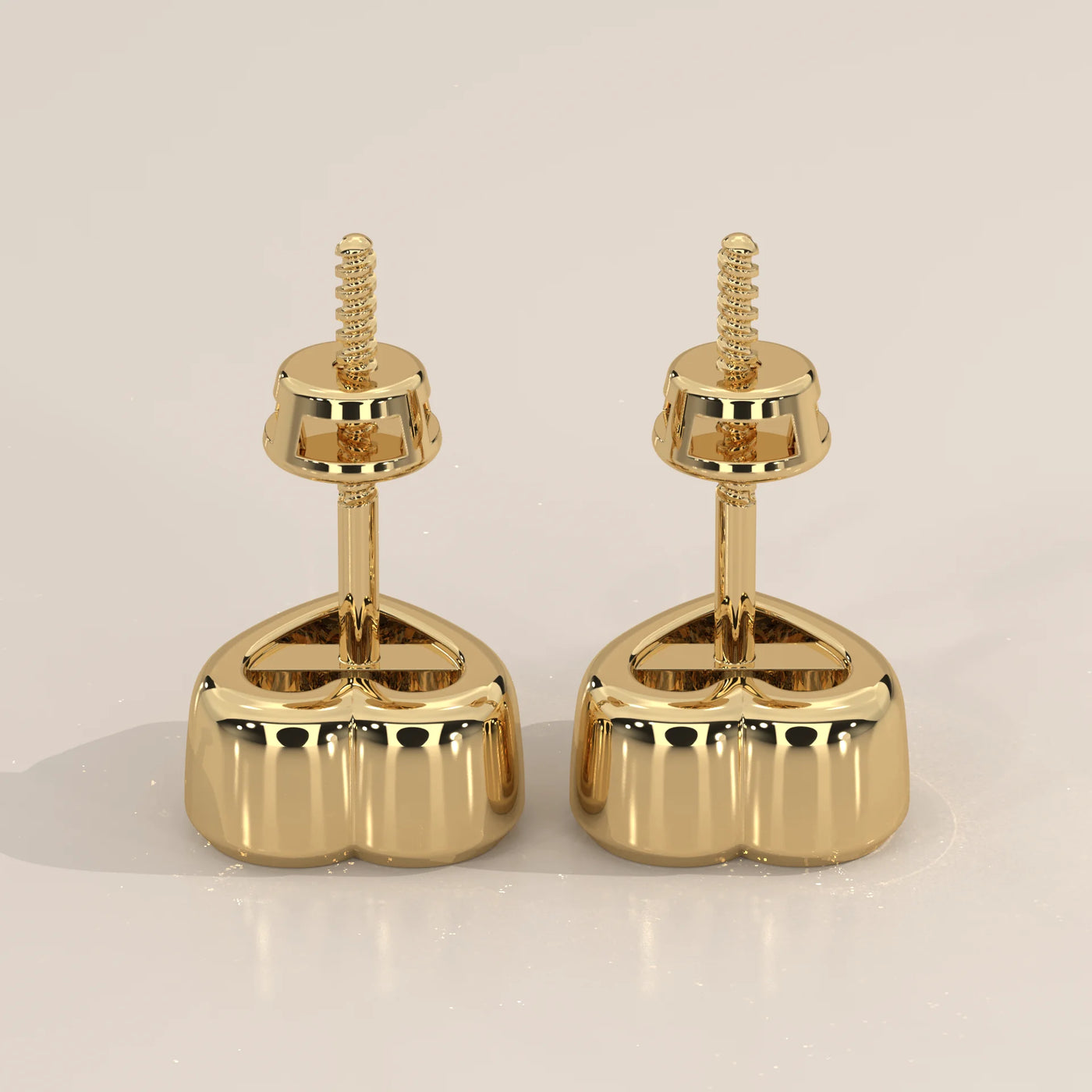 Side Profile: Heart Diamond Stud Earrings with Bezel Setting in Yellow Gold – Lab Grown – Driona Jewels