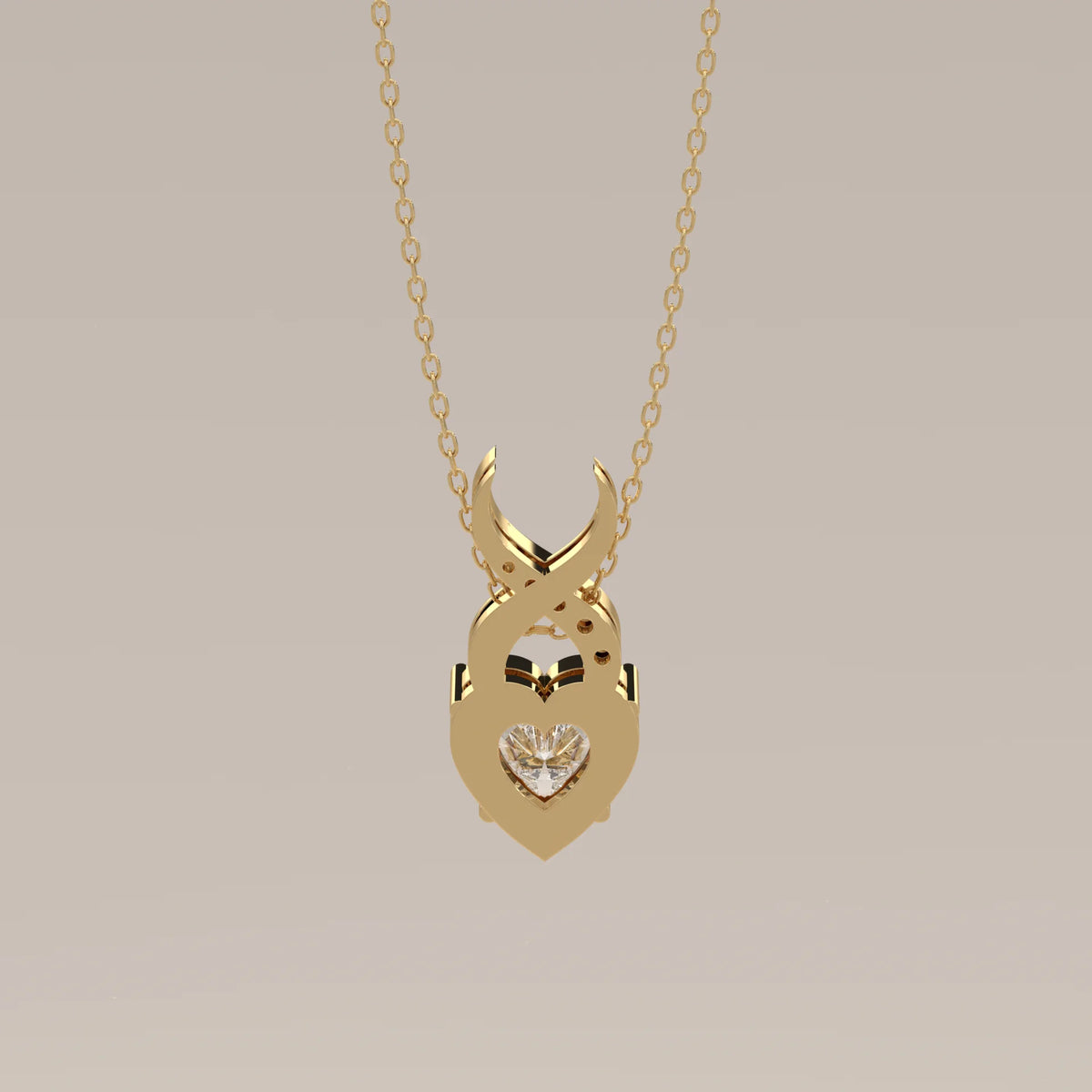 Heart Lab Grown Diamond Pendant with a Pave Twist Bail in yellow gold, photographed head-on.