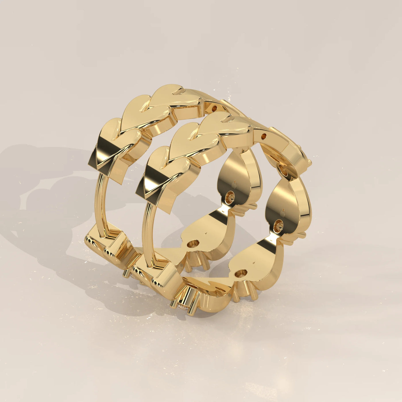 Angle View: Heart Diamond Hoop Earrings with Prong Setting in Yellow Gold – Lab Grown – Driona Jewels