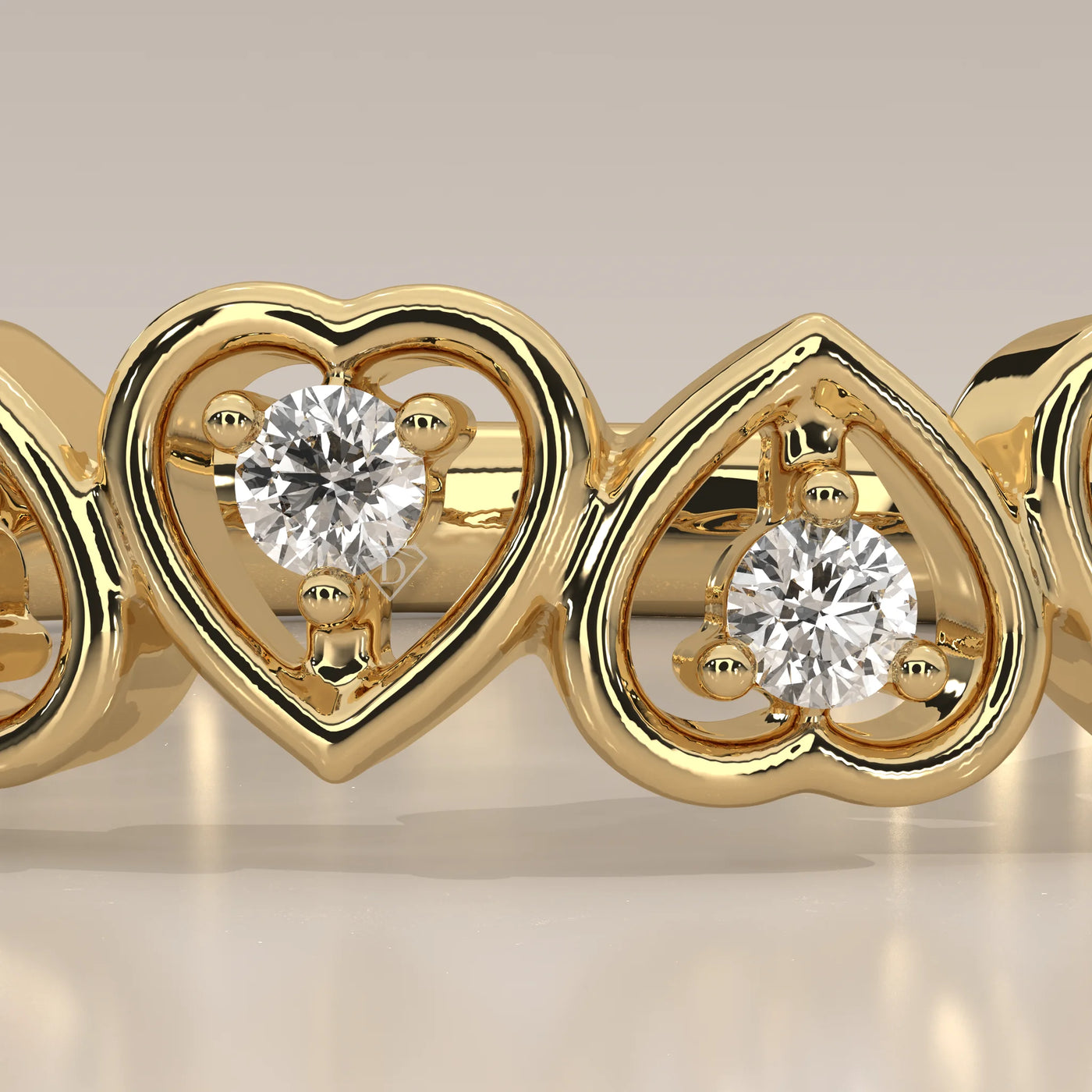 Stone Detail: Heart Lab Grown Diamonds in Prong Setting – Yellow Gold – Driona Jewels