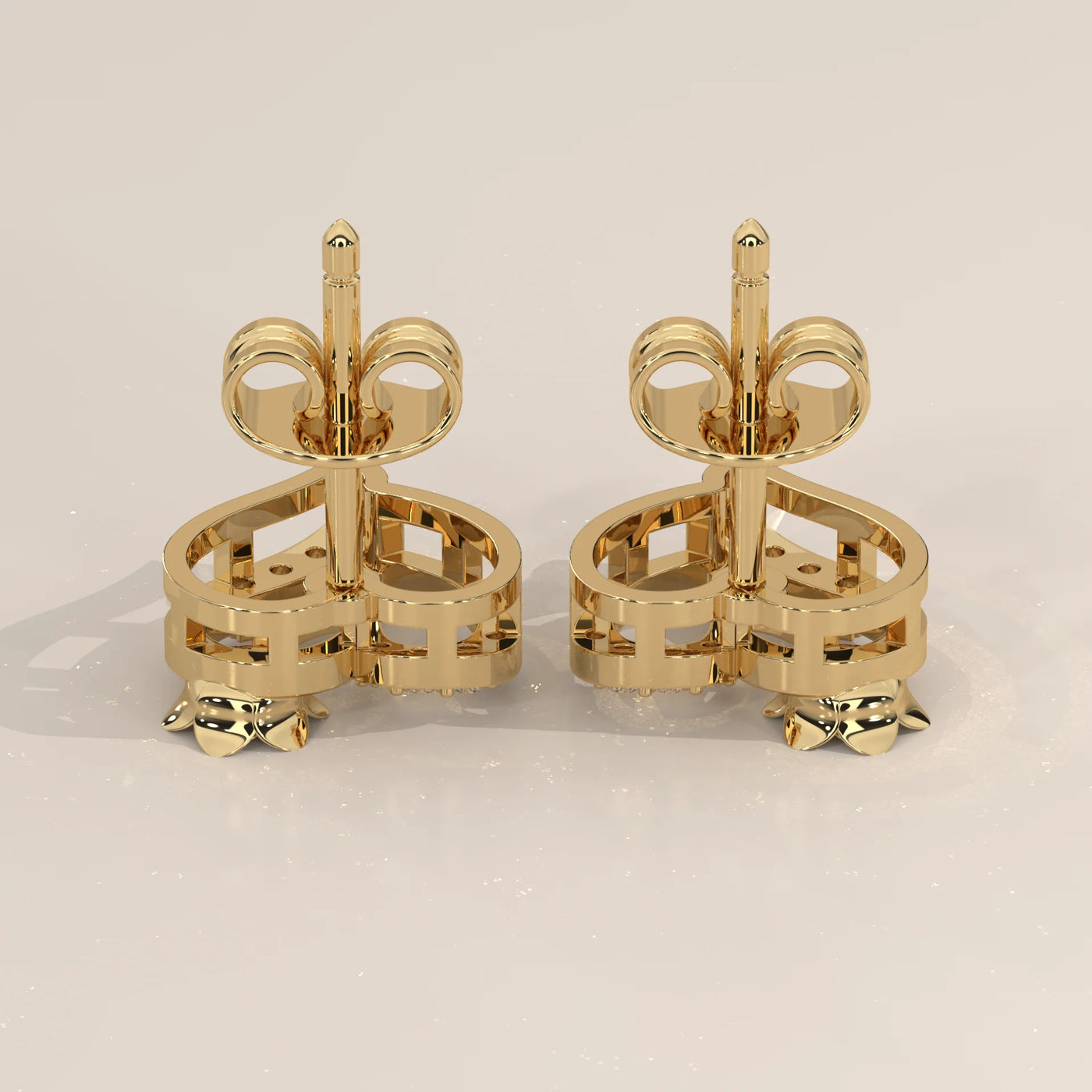 Side Profile: Heart Diamond Stud Earrings with Prong Setting in Yellow Gold – Lab Grown – Driona Jewels