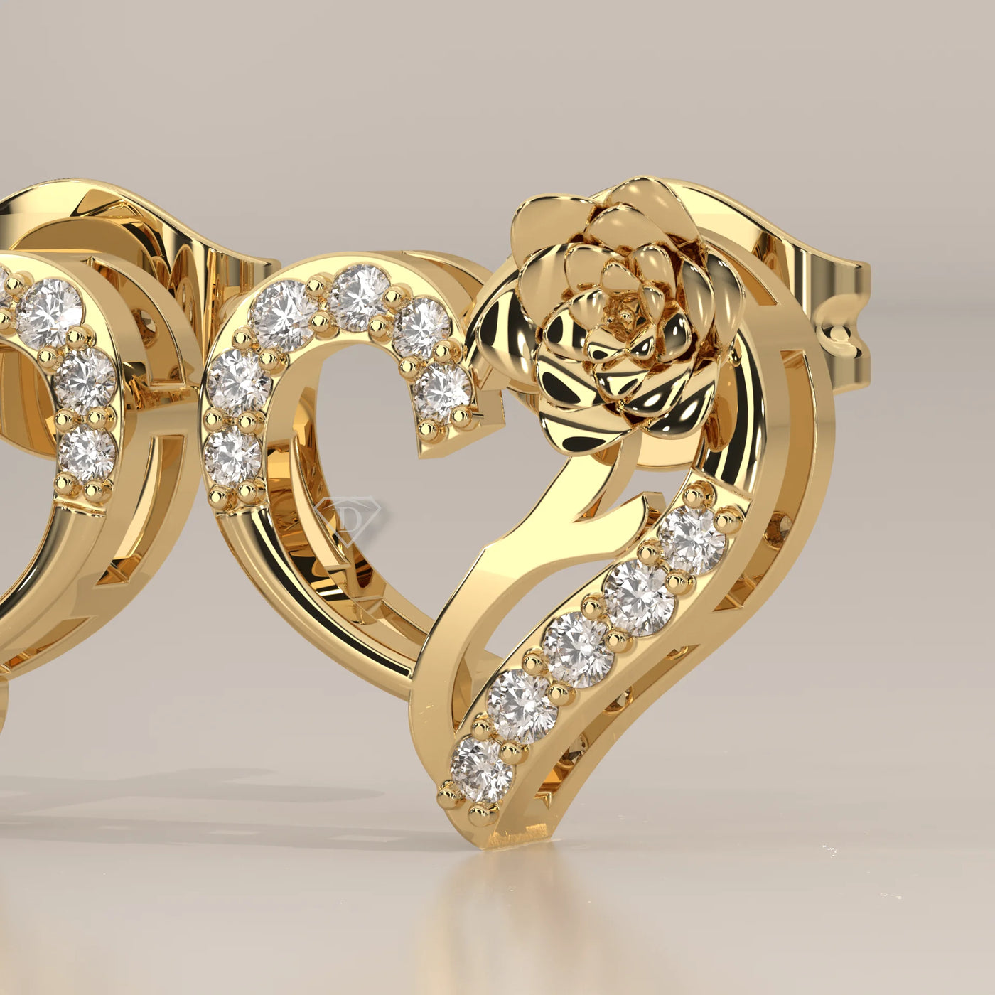 Stone Detail: Heart Lab Grown Diamonds in Prong Setting – Yellow Gold – Driona Jewels