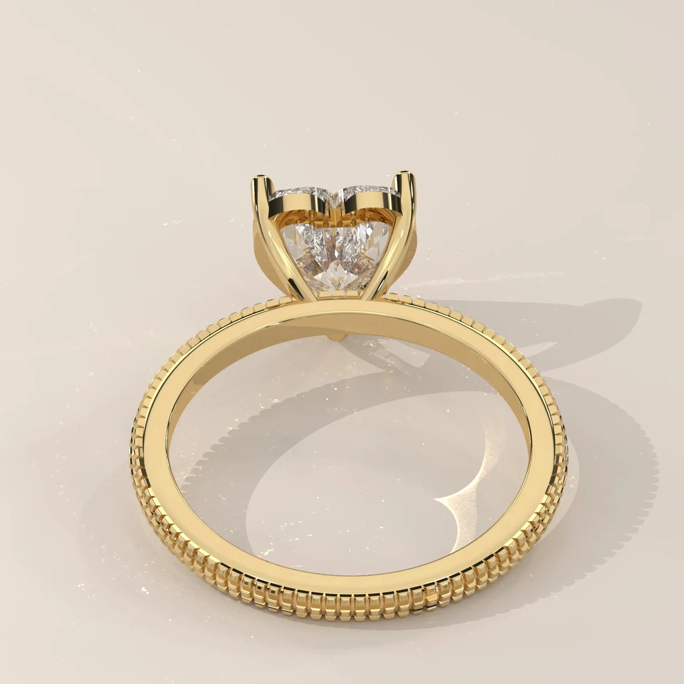 Side Profile: Heart Diamond Ring with Solitaire Setting in Yellow Gold – Lab Grown – Driona Jewels