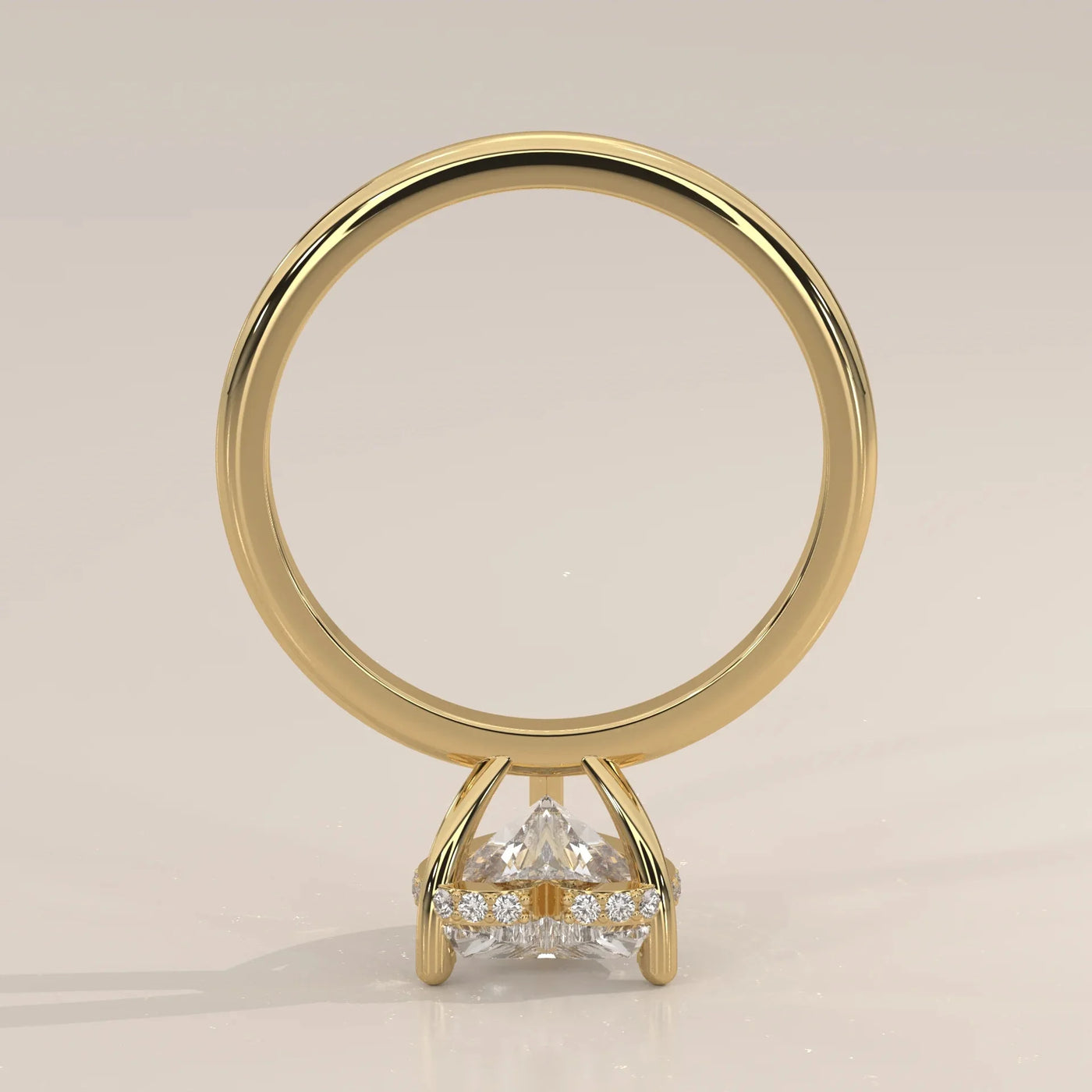 Back View: Heart Diamond Ring with Solitaire Setting in Yellow Gold – Lab Grown – Driona Jewels