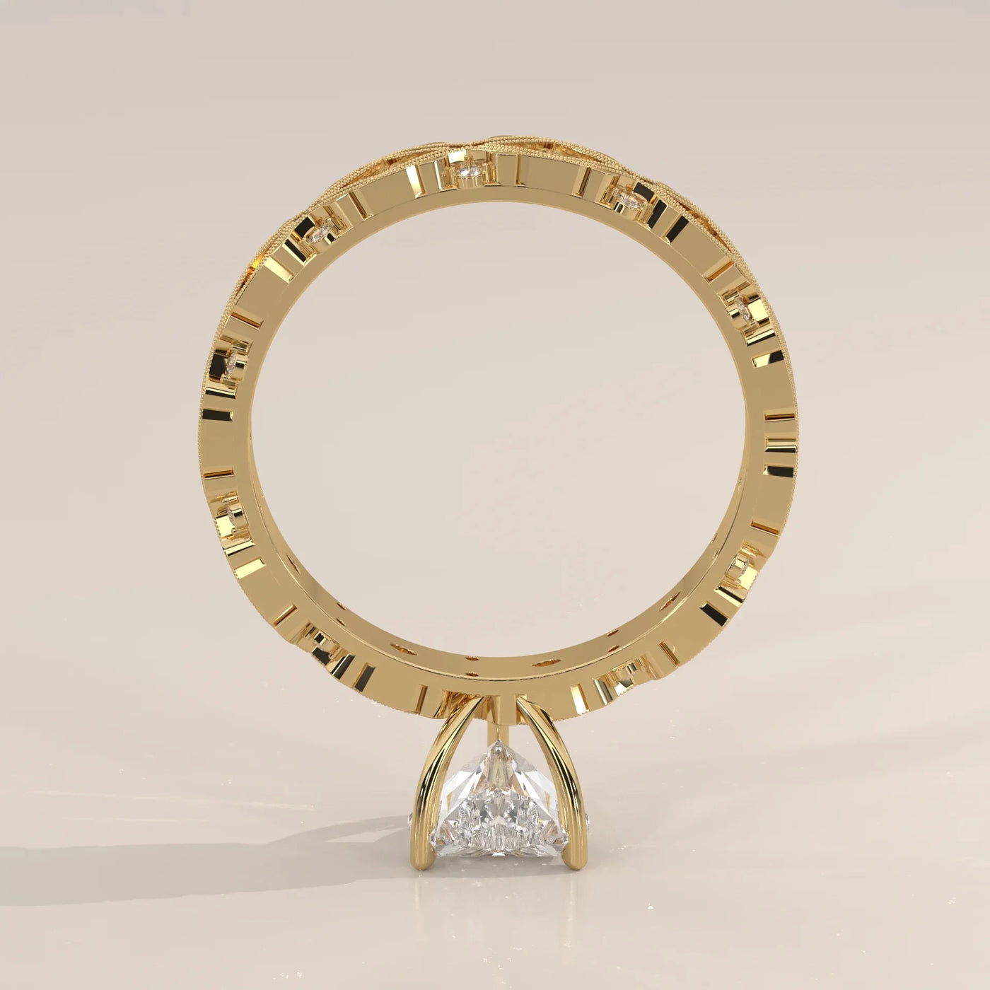 Side Profile: Heart Diamond Ring with Solitaire Setting in Yellow Gold – Lab Grown – Driona Jewels