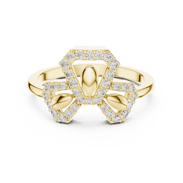 Driona Jewels Bow Diamond Ring | Pave Lab-Grown Diamond Solid Gold Band