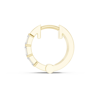 Flat-Lay: Baguette Diamond Hoop with Bezel Setting in 14k Yellow Gold - Lab Grown - Driona Jewels