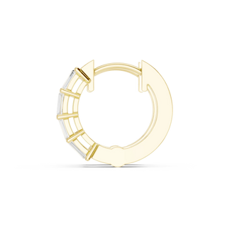 Front View: Baguette Diamond Hoop with Channel Setting in 14k Yellow Gold - Lab Grown - Driona Jewels