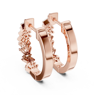 Pair Shot: Baguette Diamond Hoop Earrings with Pave Setting in 14k Rose Gold - Lab Grown - Driona Jewels